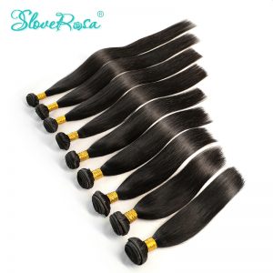 Slove Rosa Hair Products Peruvian Remy Hair Straight 100% Human Hair Extensions Weaves Bundles Double Weft Weaving Natural Color