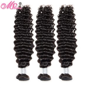 Mshere Hair Products Peruvian Deep Curly Weave Human Hair Extensions Remy Hair Bundle Natural Color Bleachable