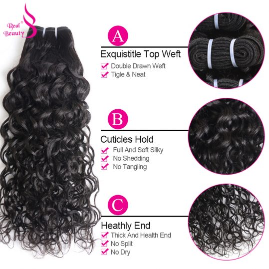Real Beauty Peruvian Virgin Hair Water Wave Bundles 100% Human Hair Weave Bundles Extensions 1PC Can Buy 3/4 Bundles