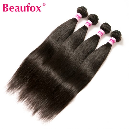Beaufox 100% Unprocessed Human Hair Peruvian Virgin Hair Straight Bundles Can Buy 3 Or 4 Bundles Natural Color Extension