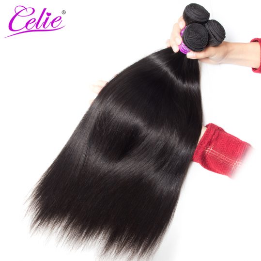 Celie Hair Peruvian Virgin Hair Bundles 100% Unprocessed Human Hair Weave Extensions Natural Black Color Straight Hair Bundles