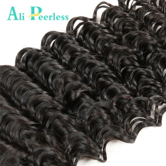 Ali Peerless Hair Peruvian Deep Wave Virgin Human Hair 10-28 inch Nature Color Double Weft Weaving Free Shipping One Piece