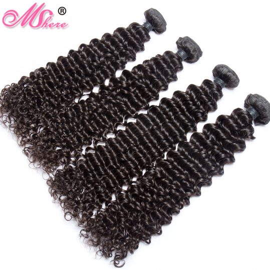 Peruvian Virgin Hair Bundles Deep Curly Weave Natural Color Mshere Human Hair Extensions Can Be Dyed