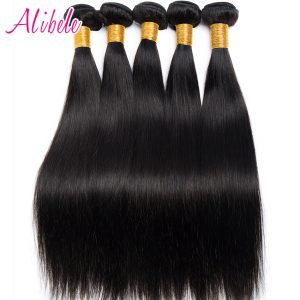 Alibele Peruvian Straight Hair Weave Bundles 100% Human Hair Weaving Natural Color Non Remy Hair Extensions 100G/Piece 10~28inch