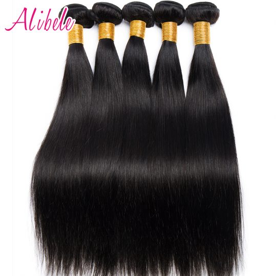 Alibele Peruvian Straight Hair Weave Bundles 100% Human Hair Weaving Natural Color Non Remy Hair Extensions 100G/Piece 10~28inch