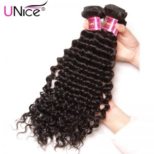 UNice Hair Company Peruvian Deep Wave 1 Bundle 100% Natural Human Hair Weave Non Remy Hair Weft Can Buy 3 or 4 bundles 12"-26"