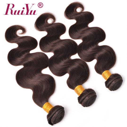 RUIYU Human Hair Bundles Peruvian Body Wave Hair Weave Bundles Dark Brown Color #2 Non Remy Hair Extensions Can Buy 3 /4 Bundles