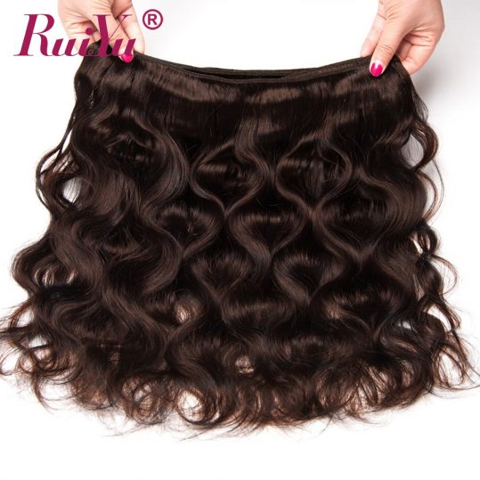 RUIYU Human Hair Bundles Peruvian Body Wave Hair Weave Bundles Dark Brown Color #2 Non Remy Hair Extensions Can Buy 3 /4 Bundles