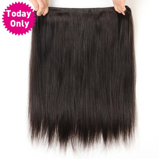 [TODAY ONLY] Peruvian Straight Hair Bundles 100% Human Hair Weave Bundles Natural Black Color Can Buy 3 or 4 Pcs Non Remy Hair