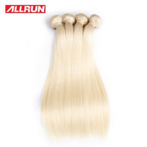 ALLRUN Peruvian Straight Hair Weave #613 Blonde Non Remy Hair Bundles 100% Platinum Human Hair Extension 12"-24" Free Shipping