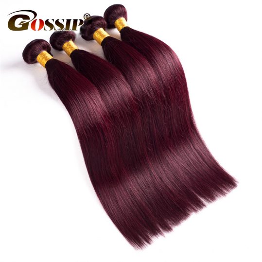 Gossip Peruvian Hair Straight Burgundy 99J Red Color Human Hair Weave Bundles Double Weft Hair Extension 1 Piece Only Non Remy