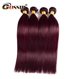 Gossip Peruvian Hair Straight Burgundy 99J Red Color Human Hair Weave Bundles Double Weft Hair Extension 1 Piece Only Non Remy