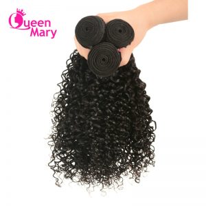 Queen Mary Peruvian Kinky Curly Human Hair Weave Bundles One Piece Afro Hair Extensions Natural Color Non-Remy Hair Weaving