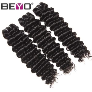 Beyo Peruvian Deep Wave Hair Bundles 100% Human Hair Weave Bundles 1PC Free Shipping Non-Remy Hair Natural Color Can Be Dyed