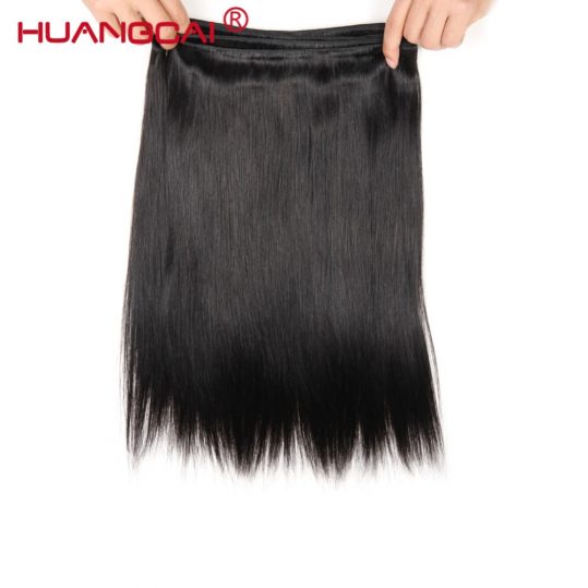 Huangcai Peruvian Straight Hair 100% Human Hair Weave Bundles 8 to 28 Inch Natural Color Non Remy Hair Extensions