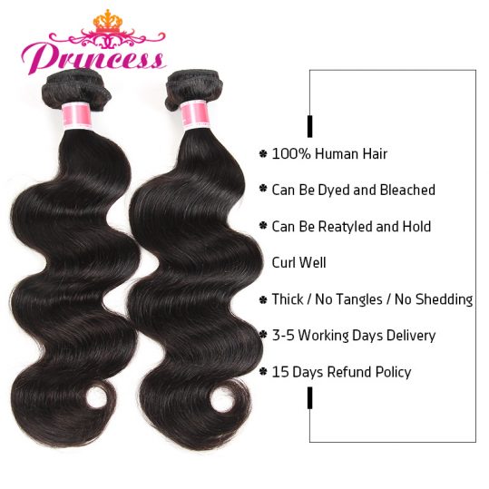 Beautiful Princess Peruvian Body Wave 1 Piece Only Can Buy 3 Or 4 Bunldes 8"-28" Human Hair Bundles Natural Black Non-remy Hair