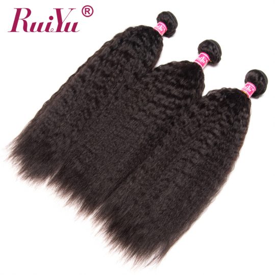 RUIYU Hair Peruvian Kinky Straight Hair Weave Bundles Human Hair Extensions Coarse Yaki Non Remy Hair Natural Color 1 pc 10"-28"