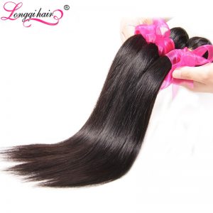 Longqi Hair Weave Peruvian Straight Hair 100% Human Hair Bundles 1pc Natural Color Non Remy Hair Can Buy 3 or 4 Free Shipping