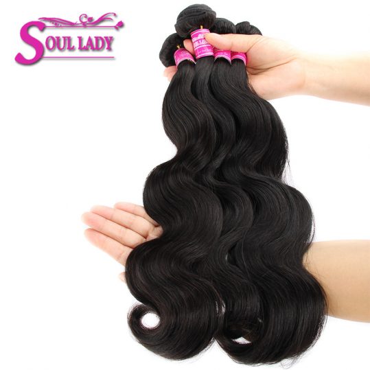 Soul Lady Peruvian Body Wave Hair Bundles 100% Human Hair Weaving Bundles Natural Color Can Be Dyed Non Remy Hair Extensions