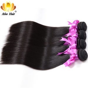 Ali Afee Hair Peruvian Straight Human Hair Bundles 1 Piece Natural Color Non Remy Hair Extension Weave Can Buy 3 or 4 Bundles