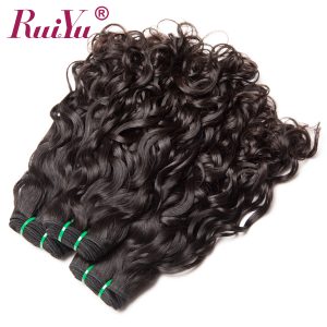 RUIYU Hair Peruvian Water Wave Human Hair Bundles Non Remy Hair Weave Bundles Extensions Natural Color 1 pc Can Buy 3/4 Bundles