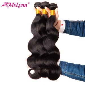 Mslynn Hair Peruvian Body Wave Bundles 100% Human Hair Bundles Natural Black 1 Pc Non Remy Hair Extensions Can Buy 3 Or 4 Pieces