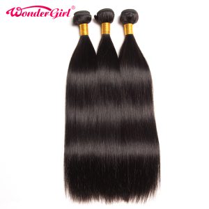Wonder Girl Peruvian Straight Hair Human Hair Bundles Natural Color Can Buy 4 or 3 Bundles Non Remy Hair Extension Can Be Dyed