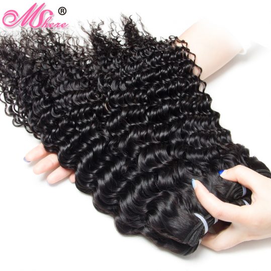 Peruvian Deep Curly Human Hair Weave Bundles 100g 1piece Natural Color Non Remy Hair 100% Human Hair Weft MSHere Hair Products