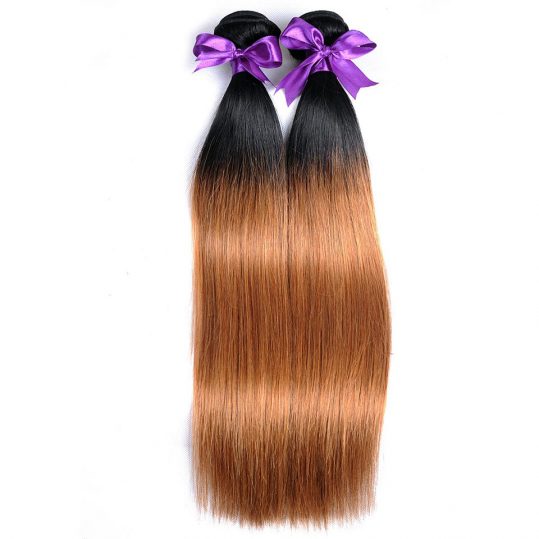 Straight Ombre Peruvian Human Hair Bundles 10-26 inches 1b 30 Two Tone Blonde Weave Bundles Shining Star Non Remy Thick Weft 1Pc