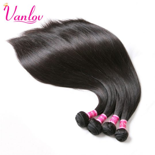 Vanlov Peruvian Straight Human Hair Bundles Jet Black Human Hair Extensions Non Remy Weave Natural Color Can Buy 3 or 4 Bundles