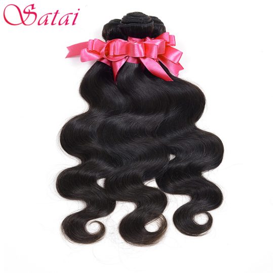 SATAI Hair Peruvian Body Wave Human Hair Bundles 1 Piece Natural Black Color 8-28inch Non Remy Hair Extension Free Shipping