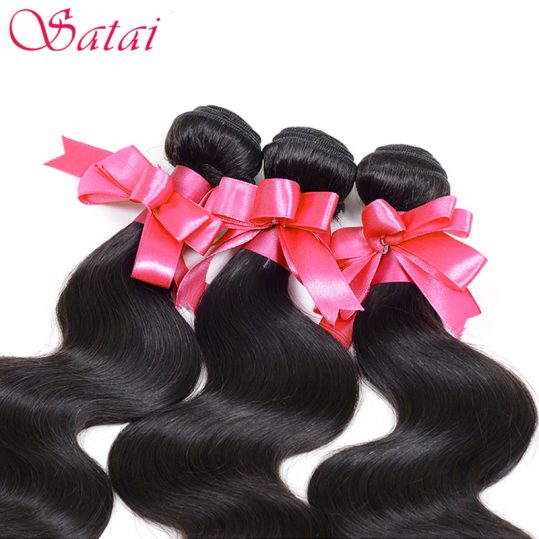 SATAI Hair Peruvian Body Wave Human Hair Bundles 1 Piece Natural Black Color 8-28inch Non Remy Hair Extension Free Shipping
