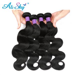 Pervuvian Body Wave Human Hair weaving natural Black Ali Sky Unprocessed thick and full Bundles no tangle free shipping nonremy