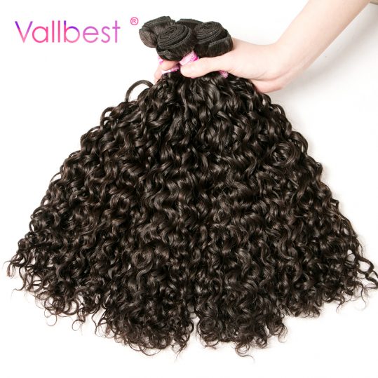 Peruvian Water Wave Bundles Human Hair Weave Extension Peruvian Hair Bundles 100g/Piece Natural Black Vallbest Non-Remy Hair