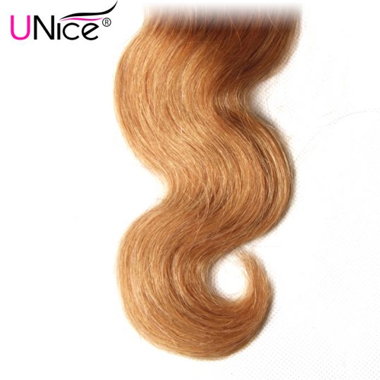 UNICE Hair Ombre Human Hair Extensions Color 1B/4/27 Peruvian Body Wave Hair Weave Non Remy Hair Bundles 1 Piece Can Be Mixed
