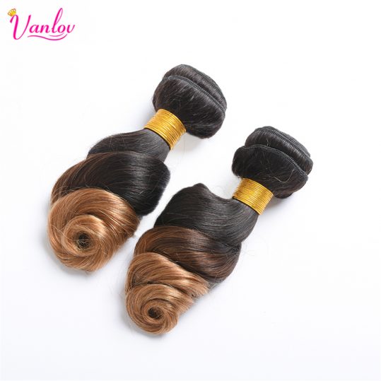 Vanlov Ombre Peruvian Loose Wave Human Hair Bundles Blonde Hair Extension 2 Tone 1B/27 Non Remy Weave Can Buy 3/4 Bundles