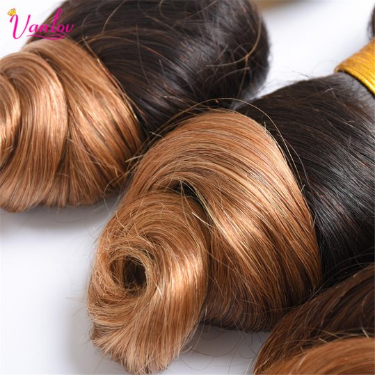 Vanlov Ombre Peruvian Loose Wave Human Hair Bundles Blonde Hair Extension 2 Tone 1B/27 Non Remy Weave Can Buy 3/4 Bundles