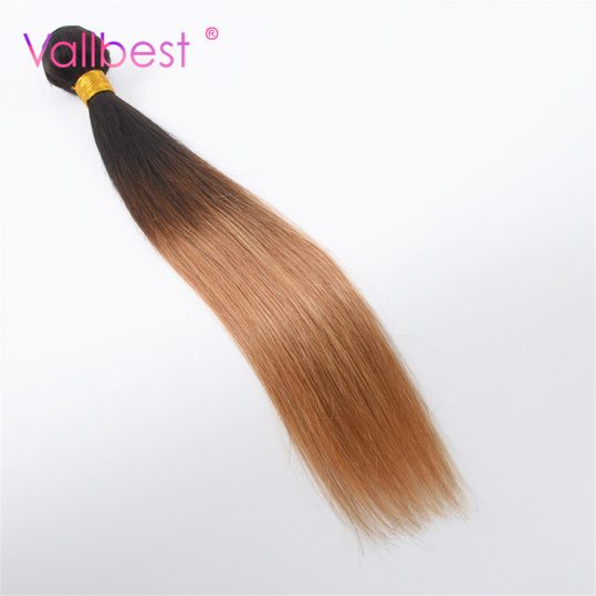 Vallbest Peruvian Straight Ombre Hair Bundles T1B/27 Color 2 Tone Human Hair Bundles  Peruvian Hair Non-Remy Hair Thick Weft