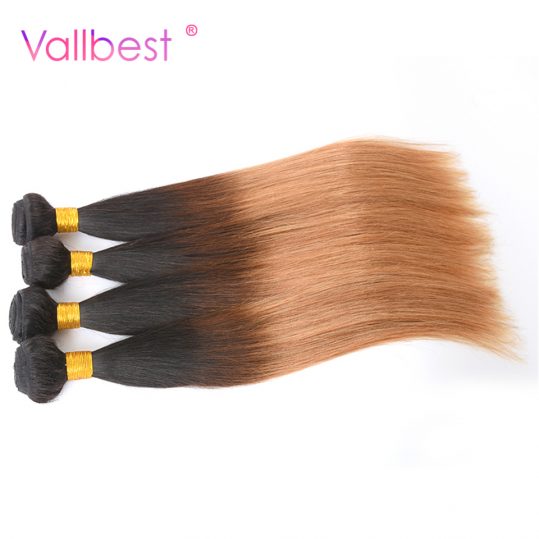 Vallbest Peruvian Straight Ombre Hair Bundles T1B/27 Color 2 Tone Human Hair Bundles  Peruvian Hair Non-Remy Hair Thick Weft
