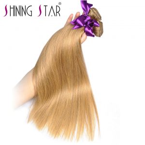 Honey Blonde #27 Peruvian Straight Hair Bundles 100% Human Hair Extensions Double Weft Non Remy Hair Weave Bundles 10-26"1 Piece