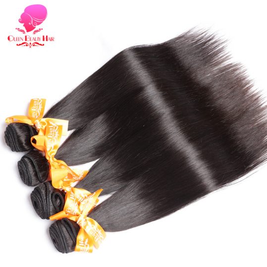 QUEEN BEAUTY HAIR Products Malaysian Remy Hair Straight Human Hair Weave Bundles 1 Piece Natural Black Hair Color Free Shipping