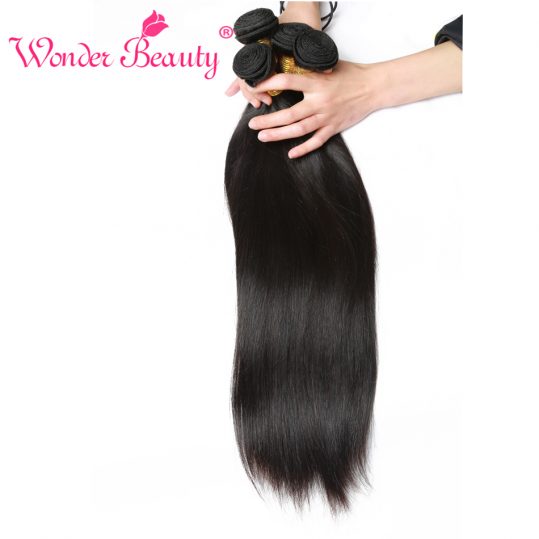 Wonder Beauty Malaysia Straight Remy Hair 100% Human Hair Extension 8-26 Inches Hair Bundles Natural black Color Free shipping
