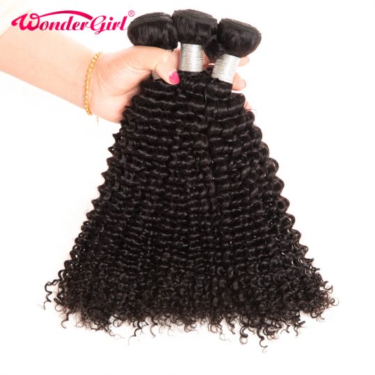 Wonder girl Malaysian Kinky Curly Weave Human Hair Bundles Remy Hair Eextension 10"-28" Natural Color 1PC