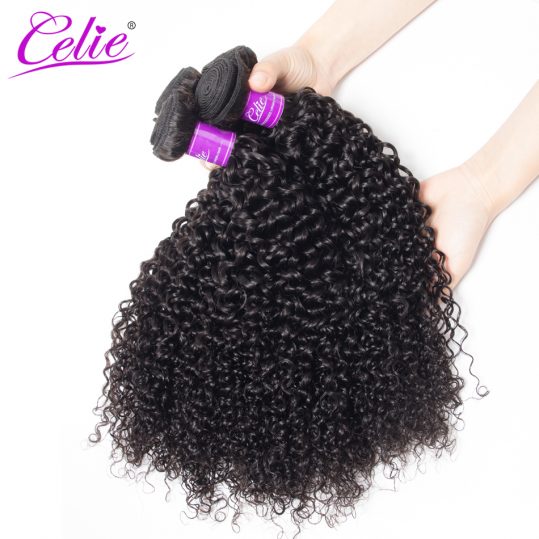 CELIE Hair Malaysian Curly Hair Bundles 100g/Piece 100% Human Hair Bundles Natural Black Color Remy Hair Weave 10-28 inch