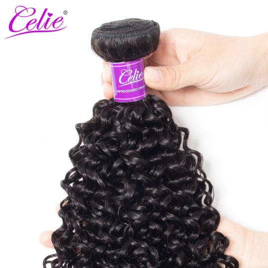 CELIE Hair Malaysian Curly Hair Bundles 100g/Piece 100% Human Hair Bundles Natural Black Color Remy Hair Weave 10-28 inch