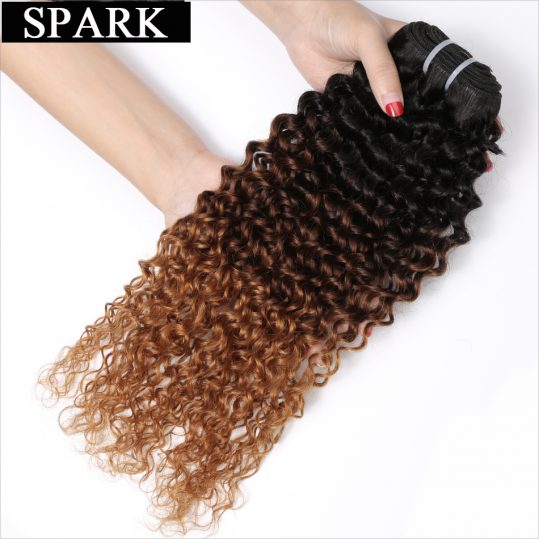 Spark Malaysian Remy Kinky Curly Hair 3 Tone Ombre 1b/4/30 Hair Bundles No Tangle 100% Human Hair Weave 12-26 inches No Shed
