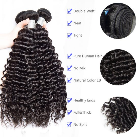 Alibele Malaysian Human Hair Deep Curly Weave Bundles 100% Remy Hair 1pc Natural color Can Be Dyed and Bleached Free Shipping