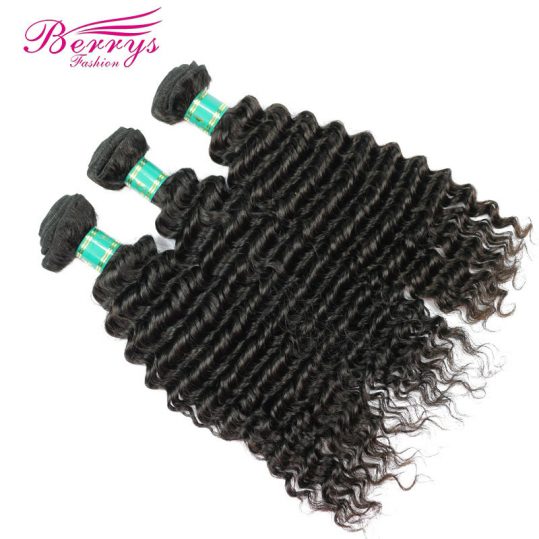 [Berrys Fashion] Malaysia Virgin Hair 100g Deep Wave Hair Extensions 1Pcs/Lot Human Weave Hair Bundles 10-28 inch Free Shipping