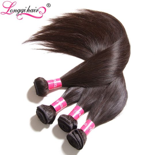 Longqi Hair Malaysian Straight Hair Weaving Non Remy Human Hair Bundles Natural Black 1 Piece Can Buy 3 or 4 Ships Free