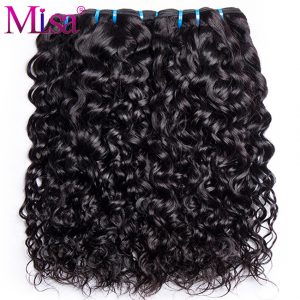 Mi Lisa Hair Malaysian Water Wave Human Hair Bundles 1 Piece Non Remy Hair Extensions 10-28 Natural Color Can Buy 3 or 4 Bundles